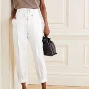 FRAME DENIM Twisted Pleated Cotton High - Rise Trouser Pants Size 25